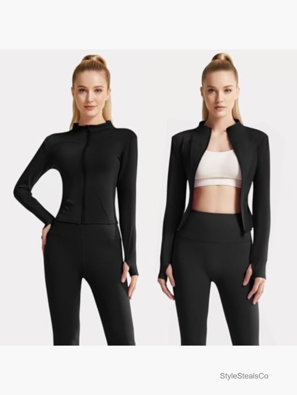 Full Zip Slim Fit Workout Jacket with Thumb Holes - Picture 4 of 7